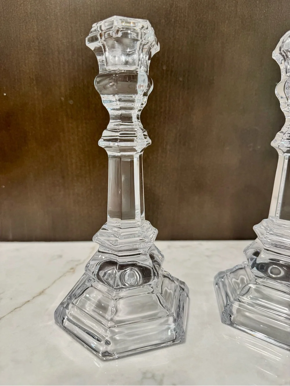 Tiffany’s rare vintage Plymouth crystal candlesticks set of 2